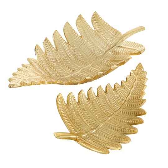 Gold Aluminum Contemporary Tray Set